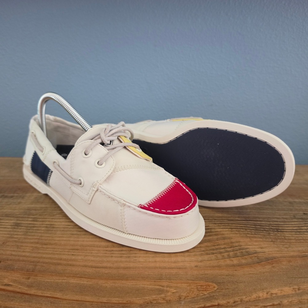 Sperry Mens A/O‎ 2-Eye Sail Bionic Boat Shoes Off White STS19372 Size 7